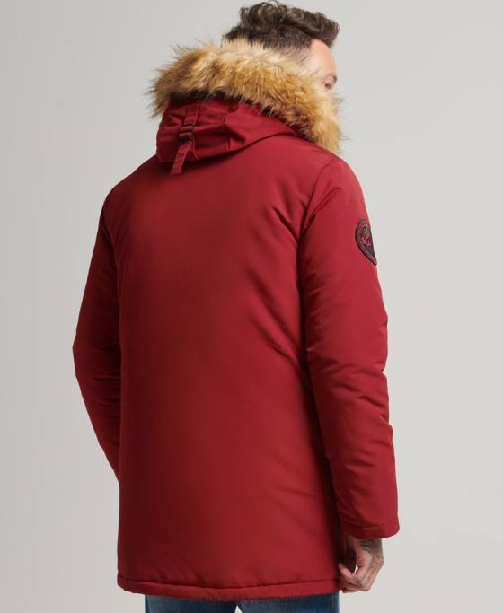 Superdry parka Everest cu glugă din blană artificială îmbrăcăminte roșu bărbați JX0Z1061