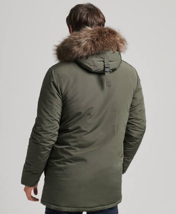 Superdry parka Everest cu glugă din blană artificială îmbrăcăminte verde bărbați JX0Z1006