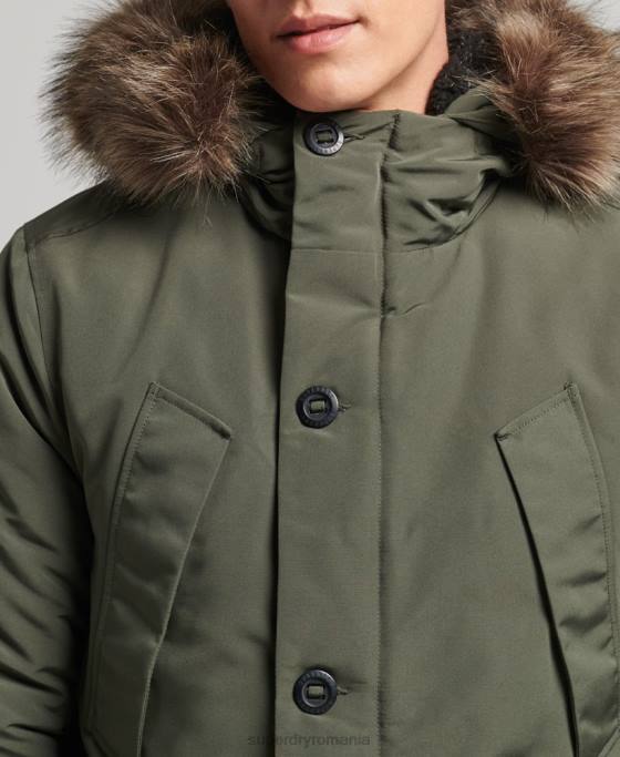 Superdry parka Everest cu glugă din blană artificială îmbrăcăminte verde bărbați JX0Z1006
