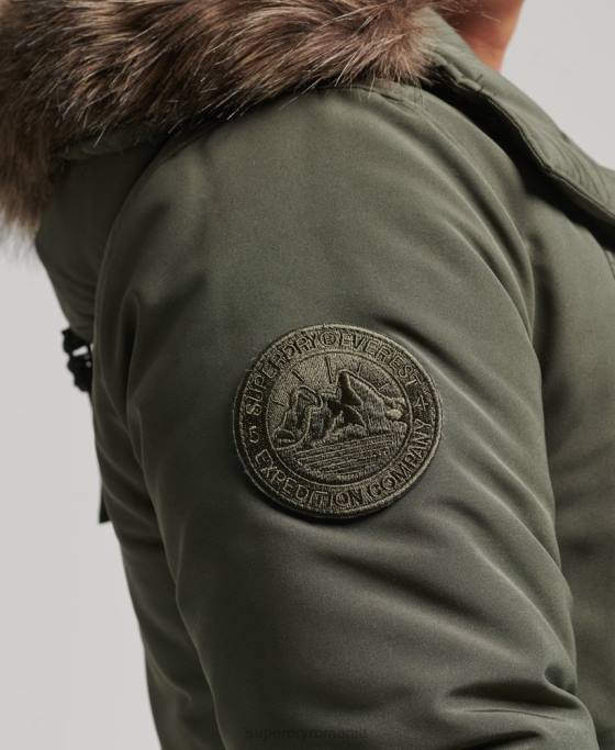 Superdry parka Everest cu glugă din blană artificială îmbrăcăminte verde bărbați JX0Z1006