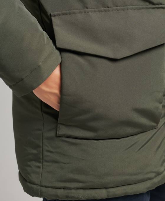 Superdry parka Everest cu glugă din blană artificială îmbrăcăminte verde bărbați JX0Z1006