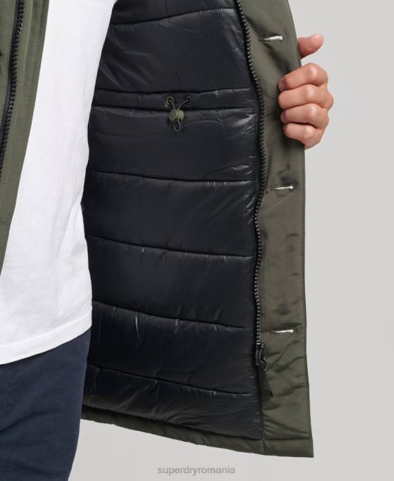 Superdry parka Everest cu glugă din blană artificială îmbrăcăminte verde bărbați JX0Z1006
