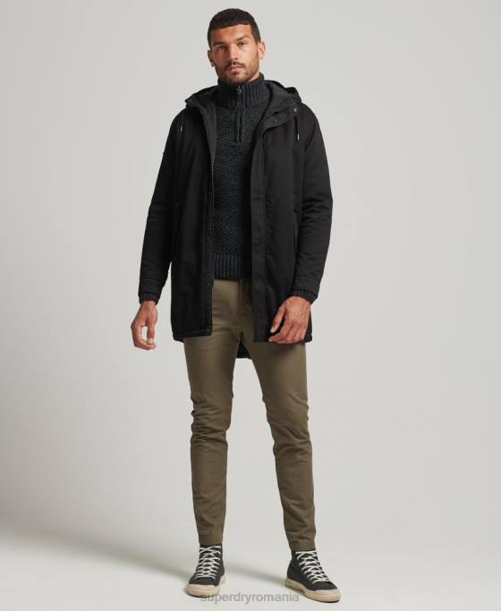 Superdry parka coadă de pește îmbrăcăminte negru bărbați JX0Z4472