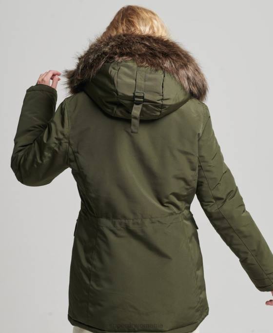Superdry parka cu glugă din blană artificială Everest îmbrăcăminte kaki femei JX0Z3773