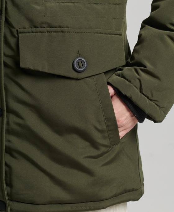 Superdry parka cu glugă din blană artificială Everest îmbrăcăminte kaki femei JX0Z3773