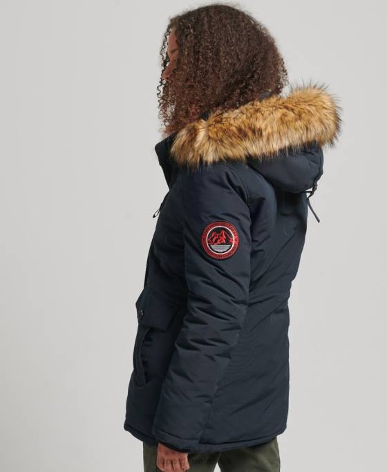 Superdry parka cu glugă din blană artificială Everest îmbrăcăminte marina femei JX0Z3771