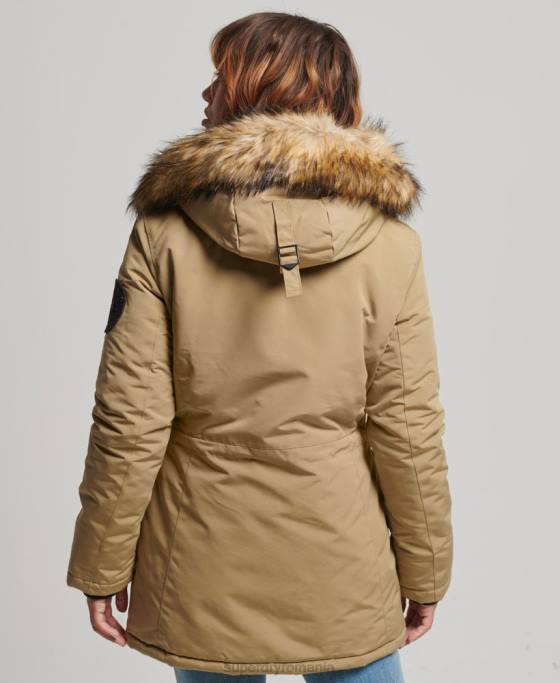 Superdry parka cu glugă din blană artificială Everest îmbrăcăminte maro femei JX0Z3774
