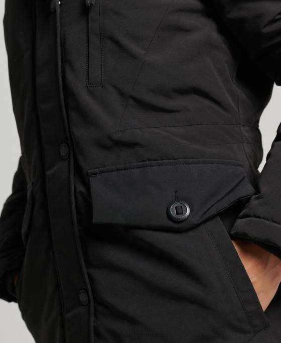 Superdry parka cu glugă din blană artificială Everest îmbrăcăminte negru femei JX0Z3762