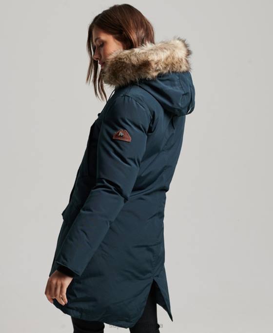 Superdry parka cu glugă din blană artificială îmbrăcăminte marina femei JX0Z3727