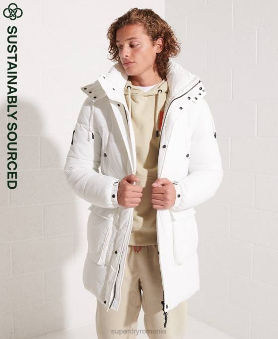 Superdry parka căptușită expediție îmbrăcăminte alb bărbați JX0Z4483