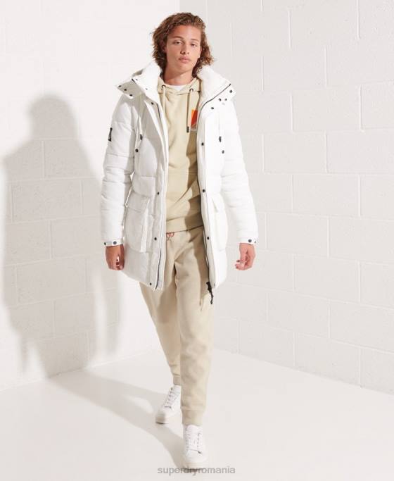 Superdry parka căptușită expediție îmbrăcăminte alb bărbați JX0Z4483