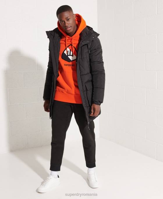 Superdry parka căptușită expediție îmbrăcăminte negru bărbați JX0Z4512
