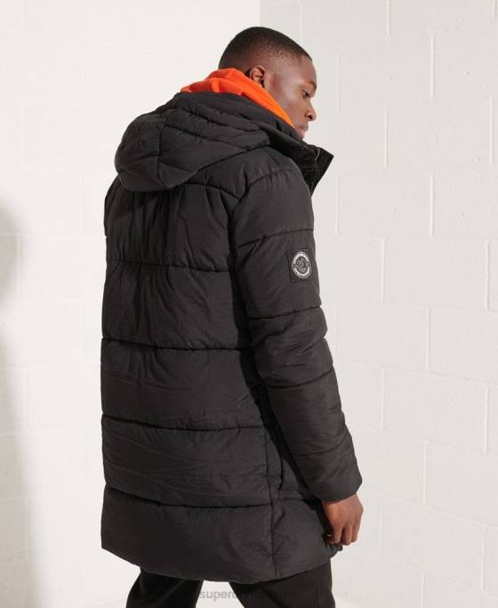 Superdry parka căptușită expediție îmbrăcăminte negru bărbați JX0Z4512