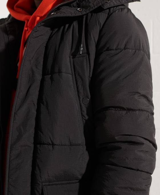 Superdry parka căptușită expediție îmbrăcăminte negru bărbați JX0Z4512
