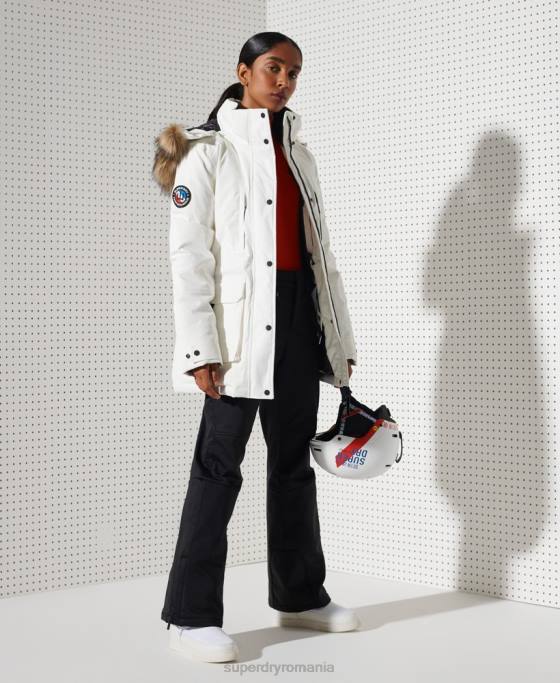 Superdry parka de zăpadă din puf everest îmbrăcăminte alb femei JX0Z5487