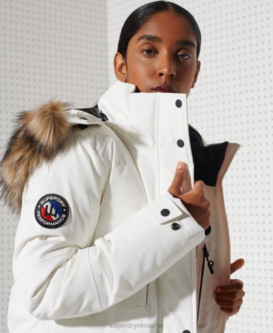 Superdry parka de zăpadă din puf everest îmbrăcăminte alb femei JX0Z5487