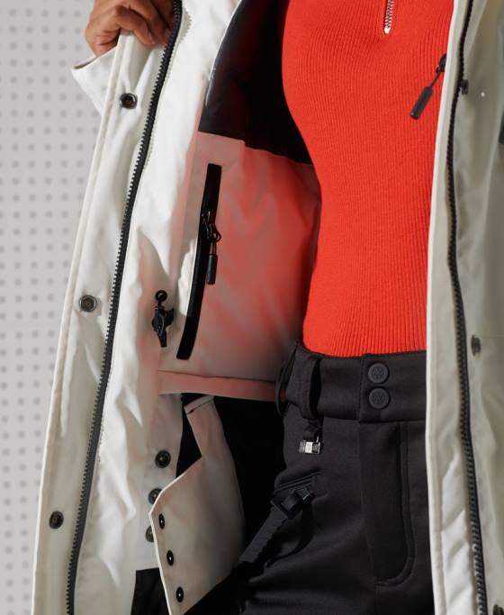 Superdry parka de zăpadă din puf everest îmbrăcăminte alb femei JX0Z5487