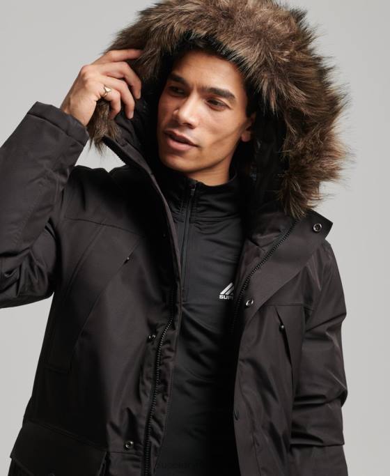 Superdry parka de zăpadă din puf everest îmbrăcăminte negru bărbați JX0Z4643