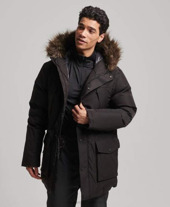 Superdry parka de zăpadă din puf everest îmbrăcăminte negru bărbați JX0Z4643