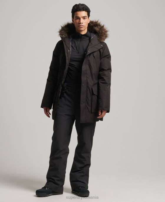 Superdry parka de zăpadă din puf everest îmbrăcăminte negru bărbați JX0Z4643