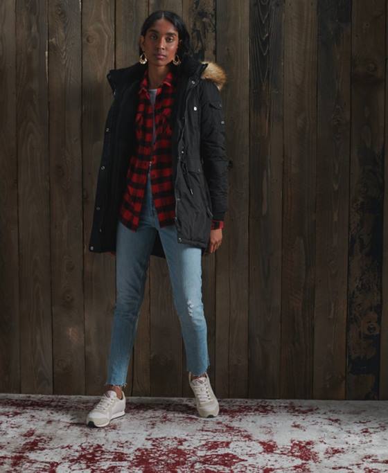 Superdry parka din microfibră nadare îmbrăcăminte negru femei JX0Z5481