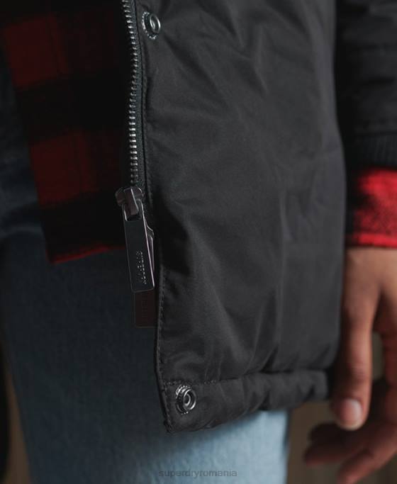 Superdry parka din microfibră nadare îmbrăcăminte negru femei JX0Z5481