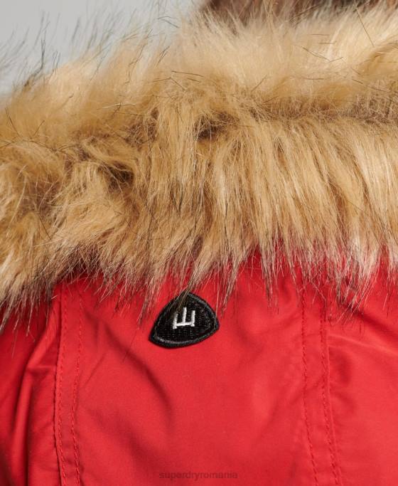 Superdry parka din microfibră nadare îmbrăcăminte roșu femei JX0Z5513