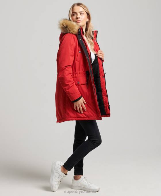 Superdry parka din microfibră nadare îmbrăcăminte roșu femei JX0Z5513