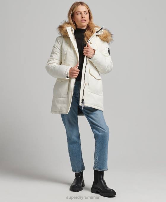 Superdry parka everest îmbrăcăminte alb femei JX0Z3604
