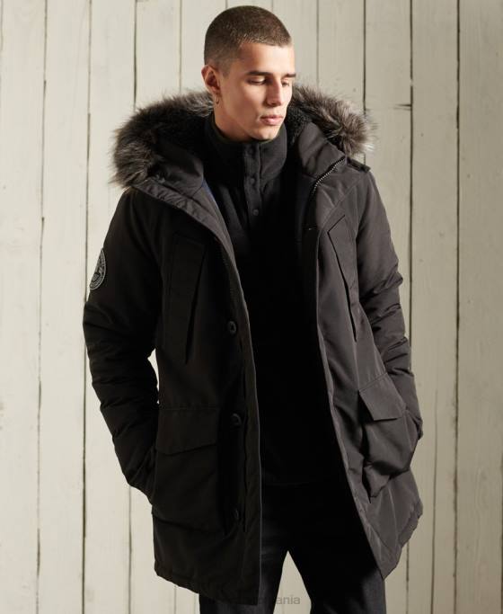 Superdry parka everest îmbrăcăminte negru bărbați JX0Z1157