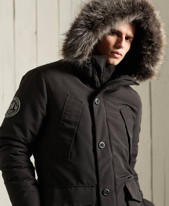 Superdry parka everest îmbrăcăminte negru bărbați JX0Z1157