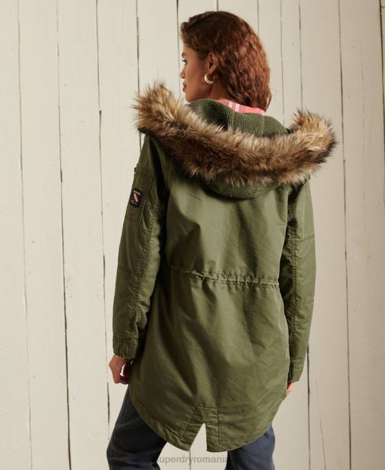 Superdry parka militară coadă de pește îmbrăcăminte kaki femei JX0Z5568