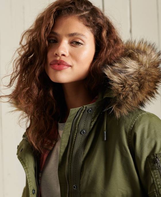 Superdry parka militară coadă de pește îmbrăcăminte kaki femei JX0Z5568