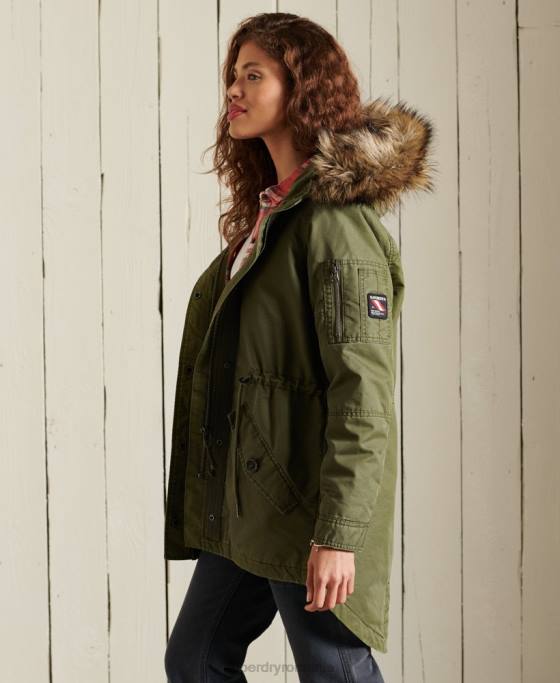 Superdry parka militară coadă de pește îmbrăcăminte kaki femei JX0Z5568