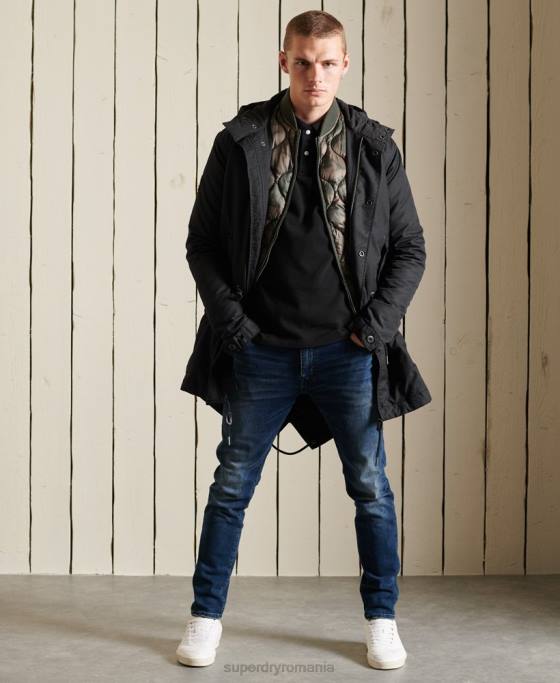 Superdry parka militară cu coadă de pește îmbrăcăminte gri inchis bărbați JX0Z4687