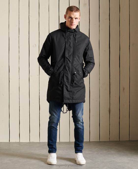 Superdry parka militară cu coadă de pește îmbrăcăminte gri inchis bărbați JX0Z4687