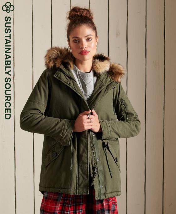 Superdry parka militară premium îmbrăcăminte verde femei JX0Z5639