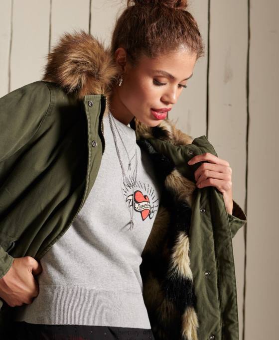 Superdry parka militară premium îmbrăcăminte verde femei JX0Z5639