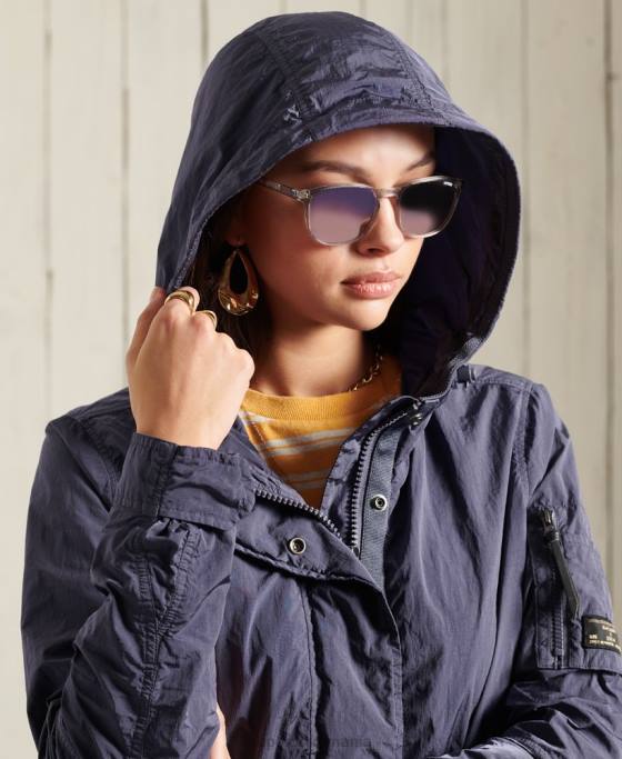 Superdry parka militară îmbrăcăminte albastru inchis femei JX0Z5707
