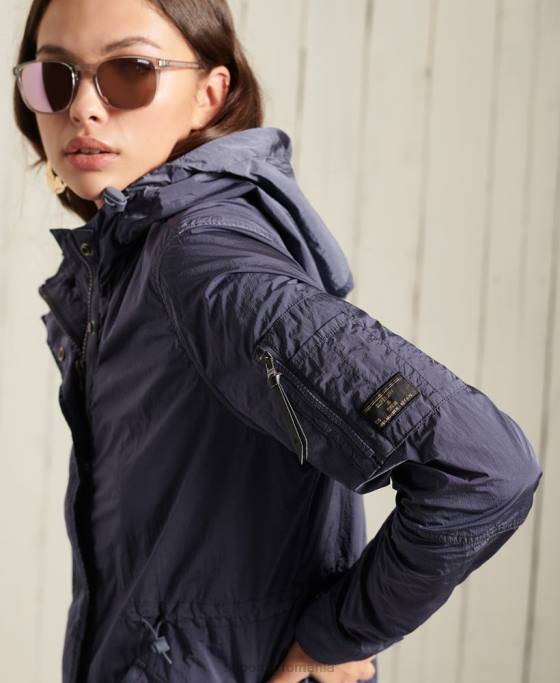 Superdry parka militară îmbrăcăminte albastru inchis femei JX0Z5707