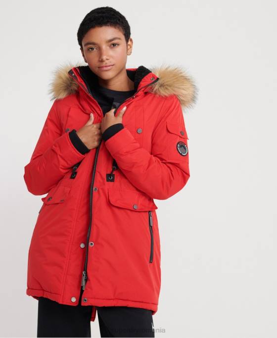 Superdry parka nadare din microfibră îmbrăcăminte roșu femei JX0Z5643