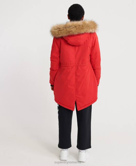 Superdry parka nadare din microfibră îmbrăcăminte roșu femei JX0Z5643