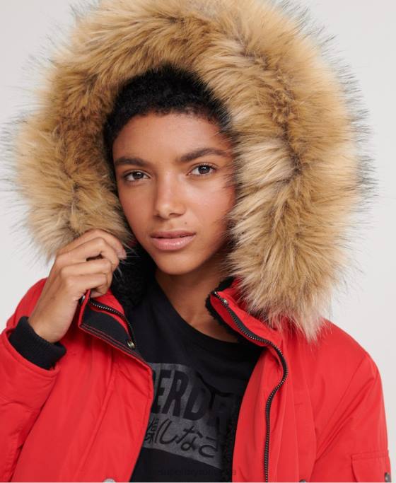 Superdry parka nadare din microfibră îmbrăcăminte roșu femei JX0Z5643