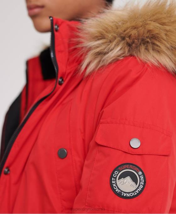 Superdry parka nadare din microfibră îmbrăcăminte roșu femei JX0Z5643