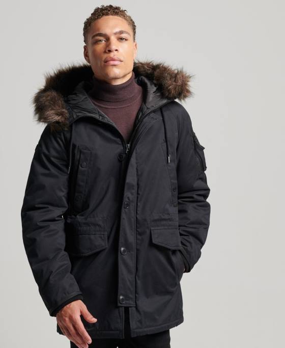Superdry parka originală și vintage îmbrăcăminte negru bărbați JX0Z4542
