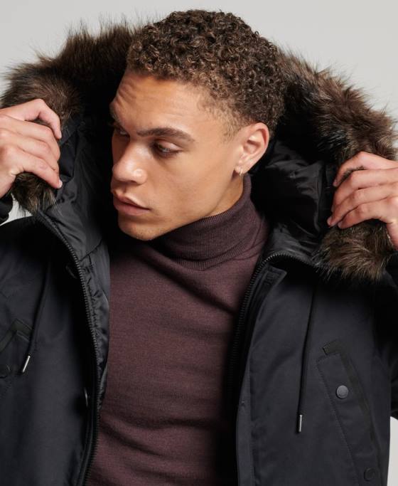 Superdry parka originală și vintage îmbrăcăminte negru bărbați JX0Z4542