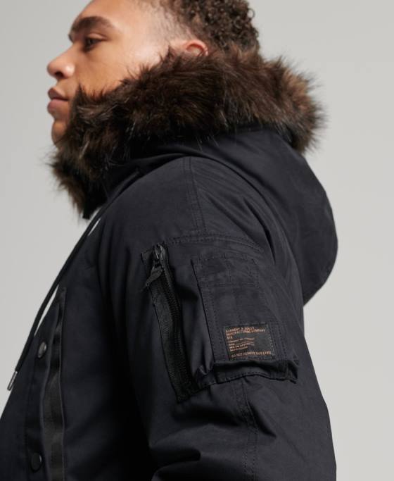 Superdry parka originală și vintage îmbrăcăminte negru bărbați JX0Z4542
