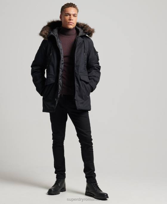 Superdry parka originală și vintage îmbrăcăminte negru bărbați JX0Z4542