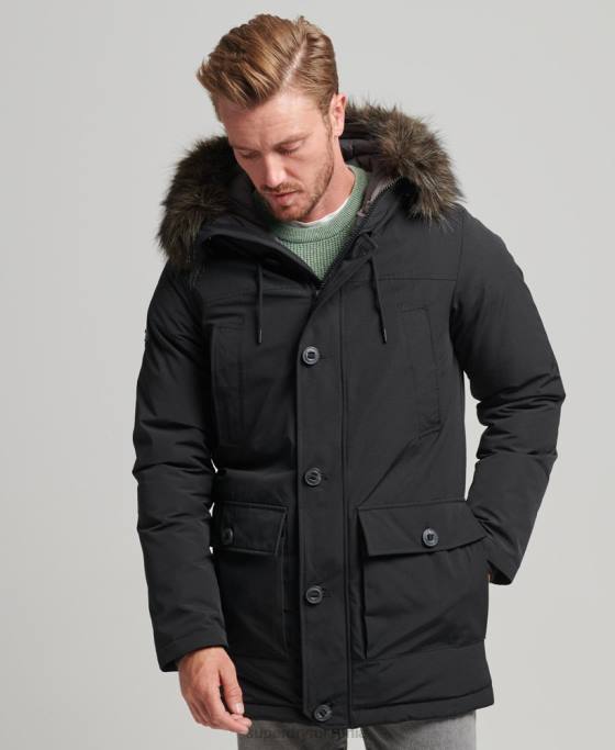 Superdry parka în puf pentru începători îmbrăcăminte gri inchis bărbați JX0Z4577