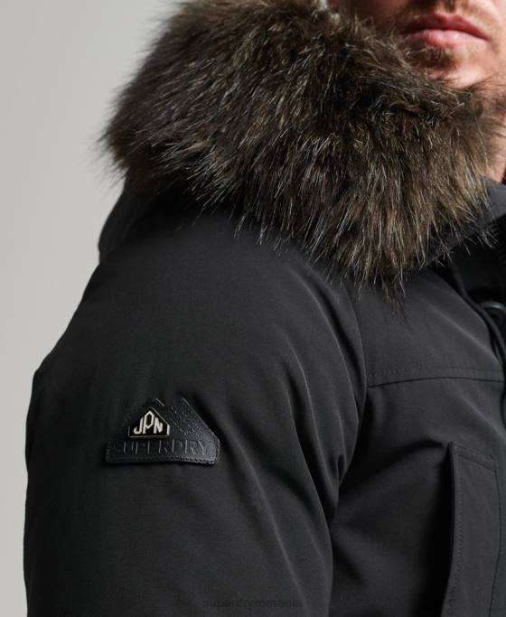 Superdry parka în puf pentru începători îmbrăcăminte gri inchis bărbați JX0Z4577